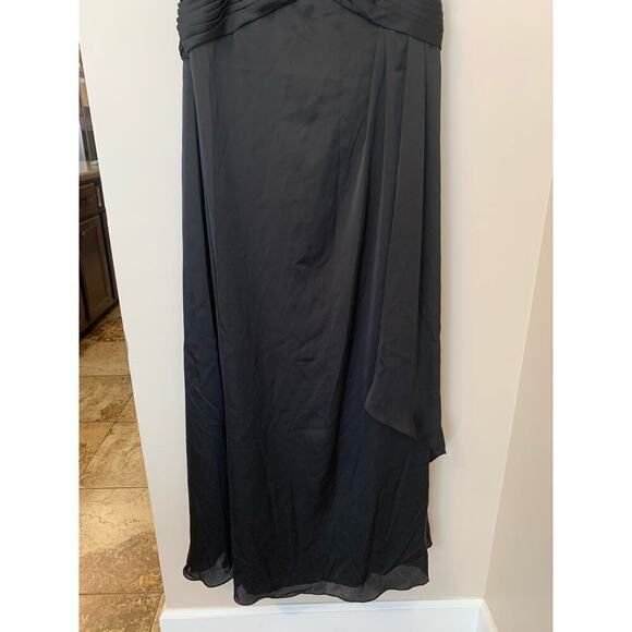 Jade Couture Black Maxi Long One Shoulder Rouched Chiffon Formal Dress Size 8 - Picture 4 of 11